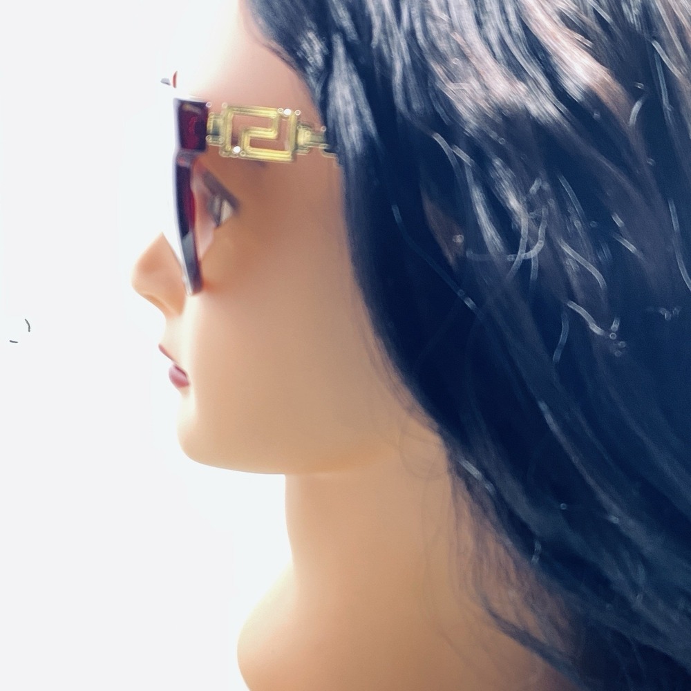 Versace MOD 4294 Burgundy Cat Eye Sunglasses Gold Medusa Italy 54 20 - Picture 3 of 9
